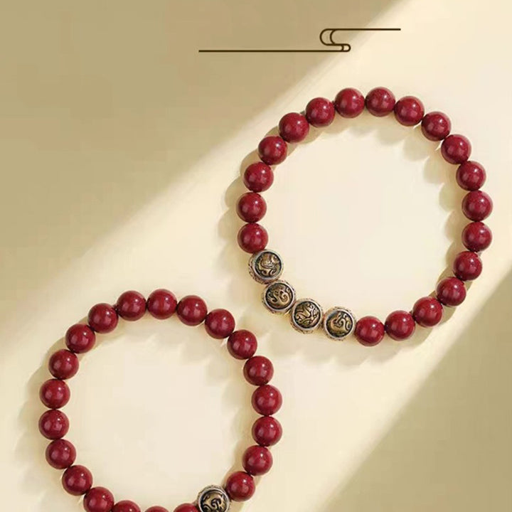 Buddha Stones925 スターリングシルバー 天然辰砂 四獣の祝福ブレスレット