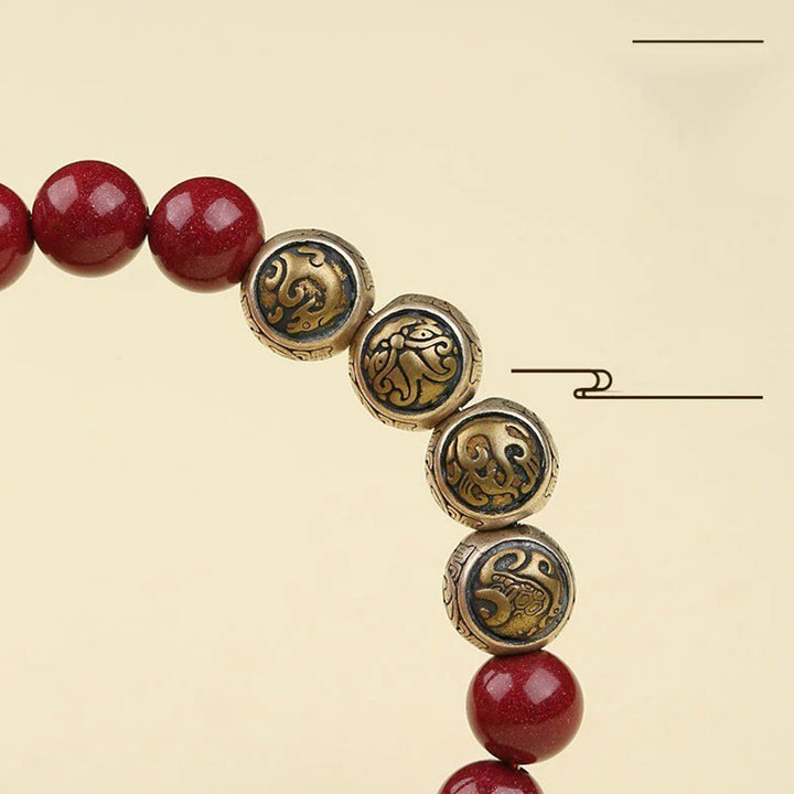 Buddha Stones925 スターリングシルバー 天然辰砂 四獣の祝福ブレスレット