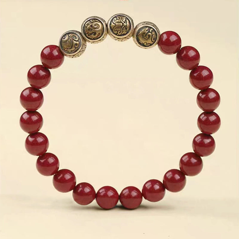 Buddha Stones925 スターリングシルバー 天然辰砂 四獣の祝福ブレスレット