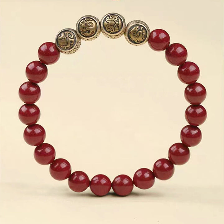 Buddha Stones925 スターリングシルバー 天然辰砂 四獣の祝福ブレスレット