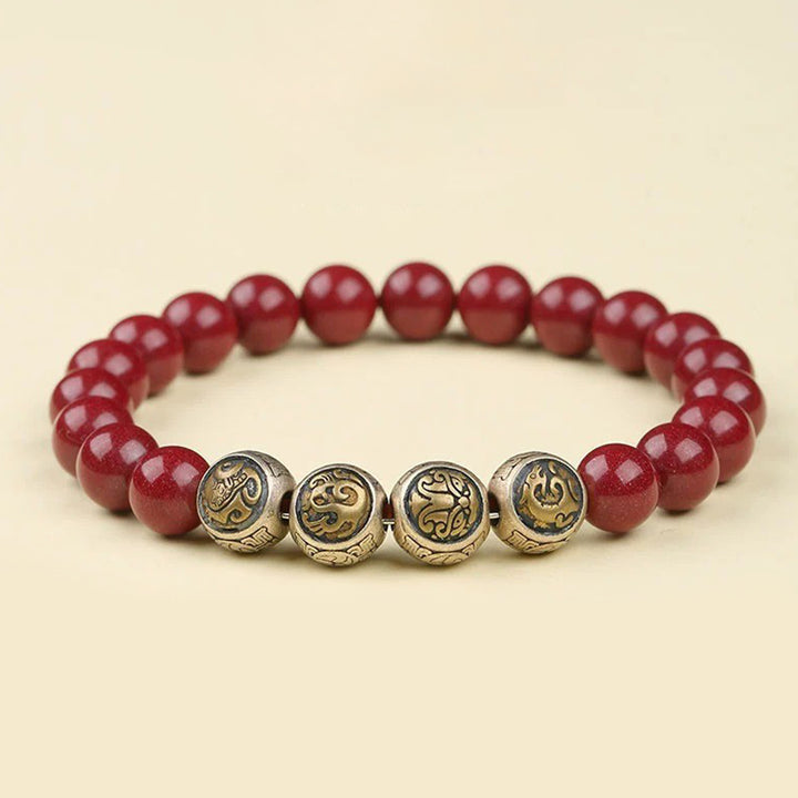 Buddha Stones925 スターリングシルバー 天然辰砂 四獣の祝福ブレスレット