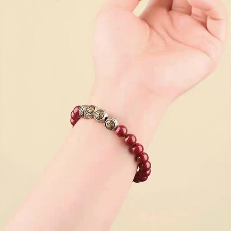 Buddha Stones925 スターリングシルバー 天然辰砂 四獣の祝福ブレスレット