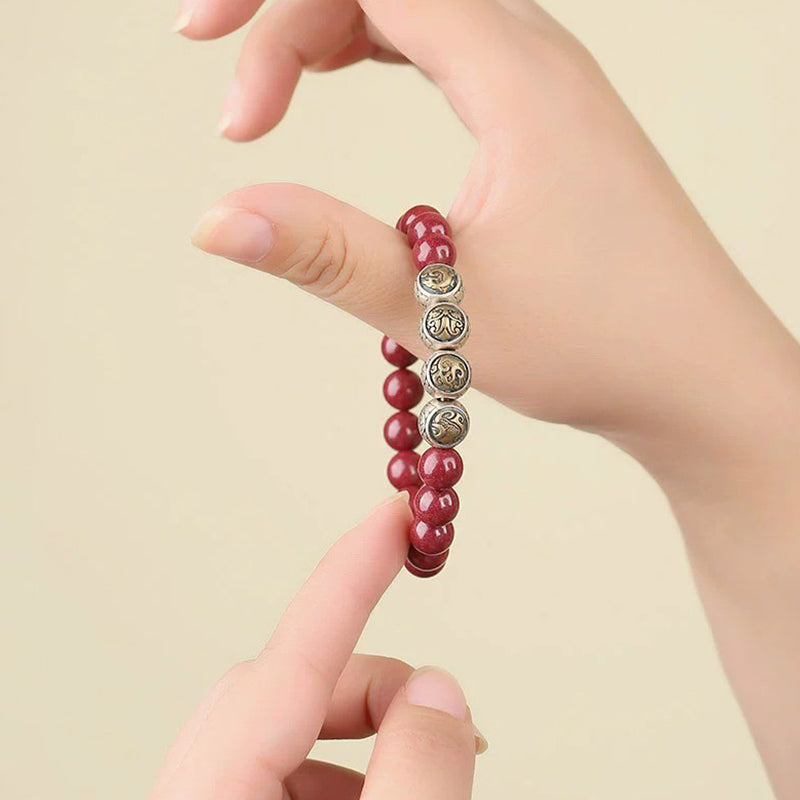 Buddha Stones925 スターリングシルバー 天然辰砂 四獣の祝福ブレスレット