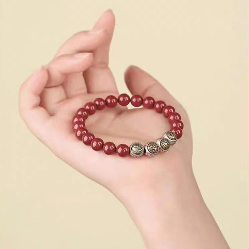 Buddha Stones925 スターリングシルバー 天然辰砂 四獣の祝福ブレスレット