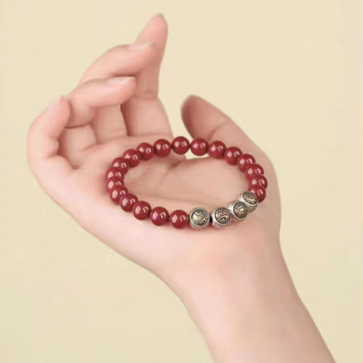 Buddha Stones925 スターリングシルバー 天然辰砂 四獣の祝福ブレスレット