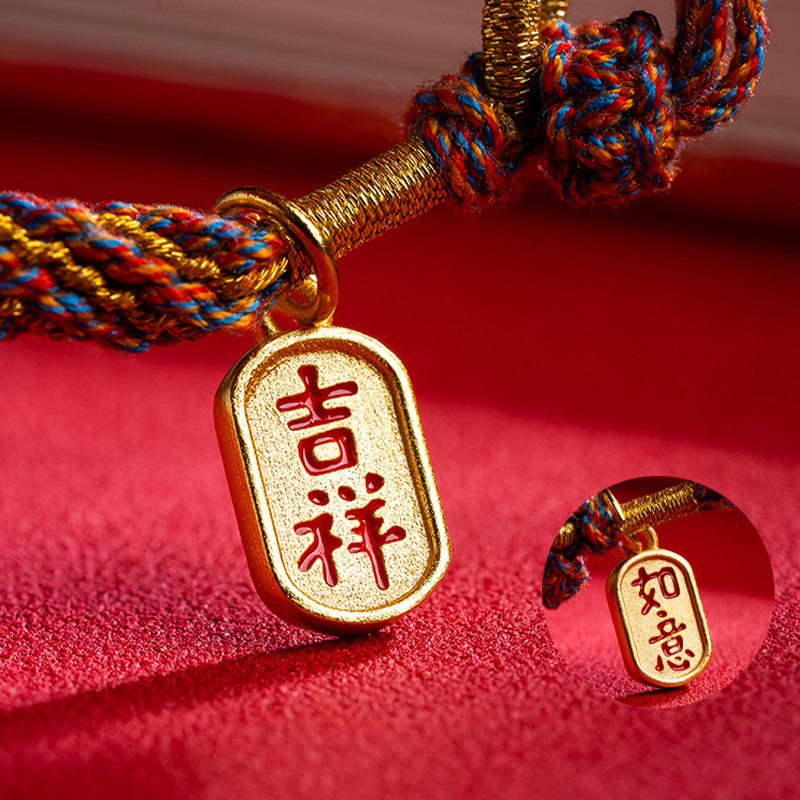 Buddha Stonesハンドメイドの多色チベットのオーム・マニ・パドメ・フム如意縁起の良いチャーム編みブレスレット