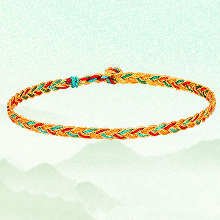 Buddha Stones ハンドメイド 多色 龍鱗模様 編み紐ブレスレット 開運 幸運 パワーストーン ブレスレット