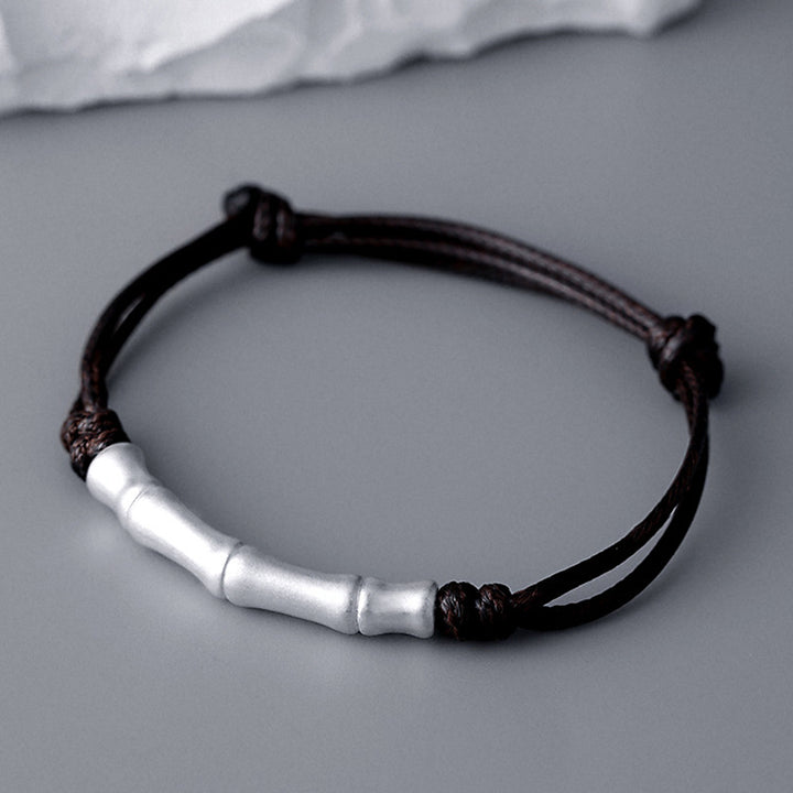 Buddha Stones999 スターリングシルバー 骨模様 幸運のロープ編みブレスレット