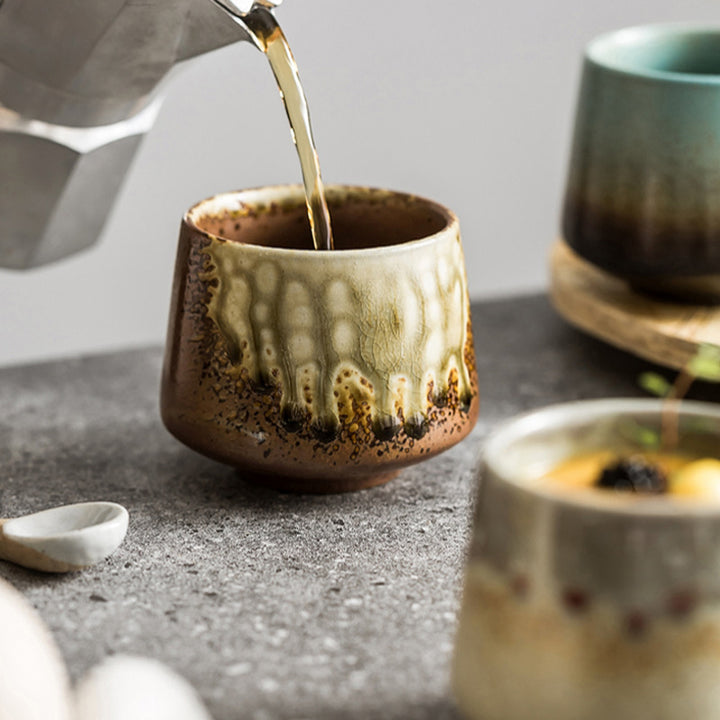 Buddha Stonesレトロ窯変セラミックコーヒーマグ ティーエスプレッソコーヒーカップ 200ml