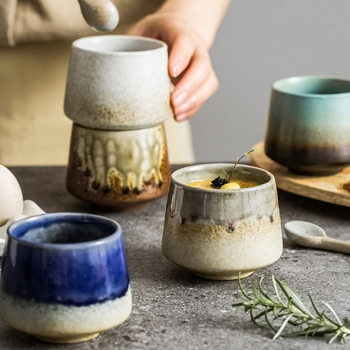 Buddha Stonesレトロ窯変セラミックコーヒーマグ ティーエスプレッソコーヒーカップ 200ml