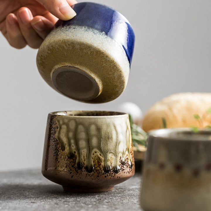 Buddha Stonesレトロ窯変セラミックコーヒーマグ ティーエスプレッソコーヒーカップ 200ml