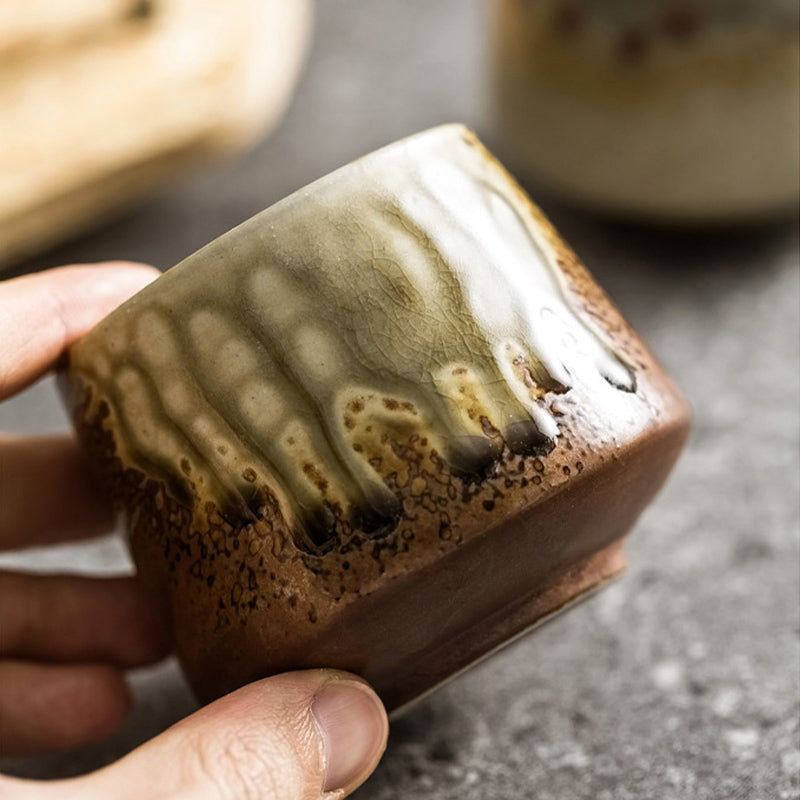 Buddha Stonesレトロ窯変セラミックコーヒーマグ ティーエスプレッソコーヒーカップ 200ml