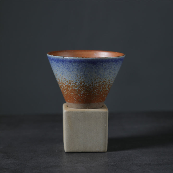 Buddha Stonesヴィンテージ グラデーション セラミック コーヒーマグ ティーラテ エスプレッソ コーヒーカップ ベース付き 200ml