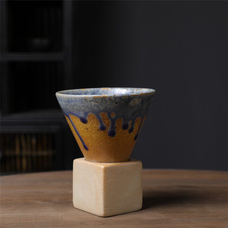 Buddha Stonesヴィンテージ グラデーション セラミック コーヒーマグ ティーラテ エスプレッソ コーヒーカップ ベース付き 200ml
