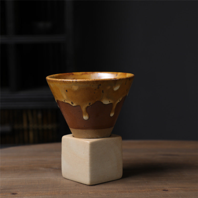 Buddha Stonesヴィンテージ グラデーション セラミック コーヒーマグ ティーラテ エスプレッソ コーヒーカップ ベース付き 200ml