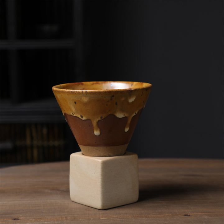 Buddha Stonesヴィンテージ グラデーション セラミック コーヒーマグ ティーラテ エスプレッソ コーヒーカップ ベース付き 200ml