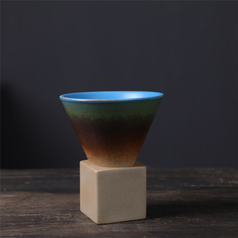 Buddha Stonesヴィンテージ グラデーション セラミック コーヒーマグ ティーラテ エスプレッソ コーヒーカップ ベース付き 200ml