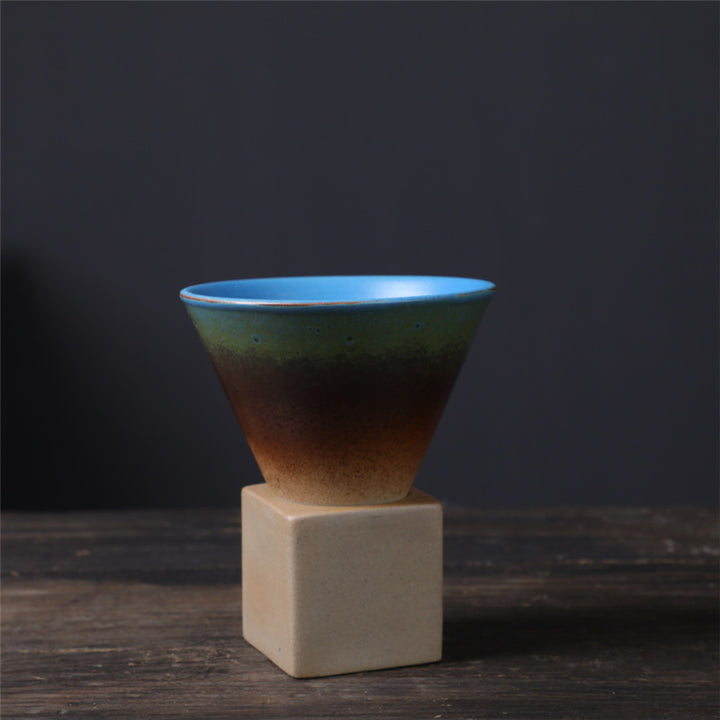 Buddha Stonesヴィンテージ グラデーション セラミック コーヒーマグ ティーラテ エスプレッソ コーヒーカップ ベース付き 200ml