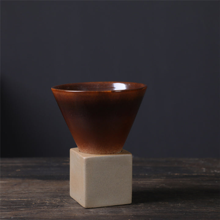 Buddha Stonesヴィンテージ グラデーション セラミック コーヒーマグ ティーラテ エスプレッソ コーヒーカップ ベース付き 200ml