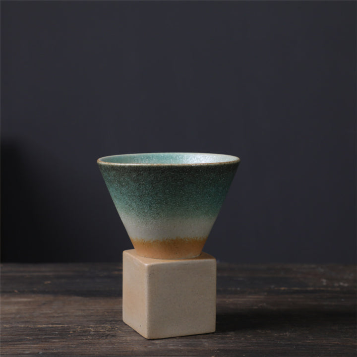 Buddha Stonesヴィンテージ グラデーション セラミック コーヒーマグ ティーラテ エスプレッソ コーヒーカップ ベース付き 200ml