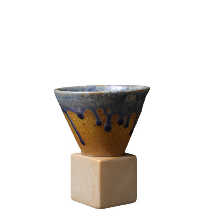 Buddha Stonesヴィンテージ グラデーション セラミック コーヒーマグ ティーラテ エスプレッソ コーヒーカップ ベース付き 200ml