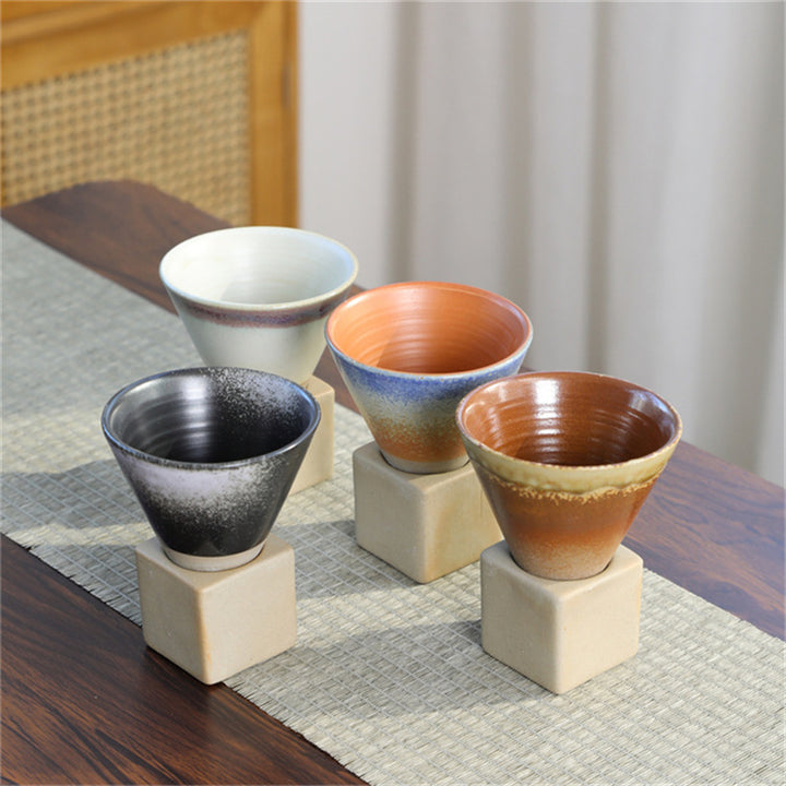 Buddha Stonesヴィンテージ グラデーション セラミック コーヒーマグ ティーラテ エスプレッソ コーヒーカップ ベース付き 200ml