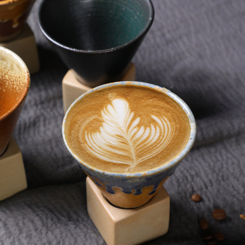 Buddha Stonesヴィンテージ グラデーション セラミック コーヒーマグ ティーラテ エスプレッソ コーヒーカップ ベース付き 200ml