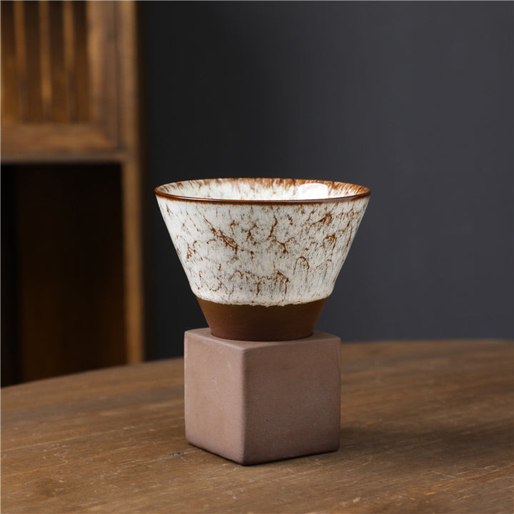 Buddha Stonesレトロ窯変セラミックコーヒーマグ ティーラテ エスプレッソコーヒーカップ ベース付き 200ml