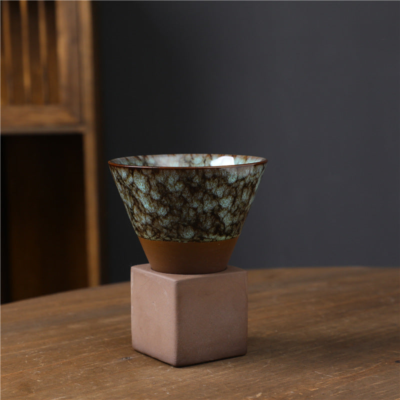 Buddha Stonesレトロ窯変セラミックコーヒーマグ ティーラテ エスプレッソコーヒーカップ ベース付き 200ml