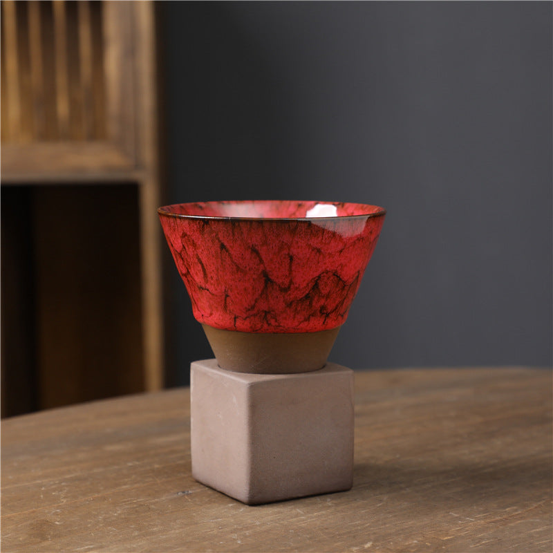 Buddha Stonesレトロ窯変セラミックコーヒーマグ ティーラテ エスプレッソコーヒーカップ ベース付き 200ml