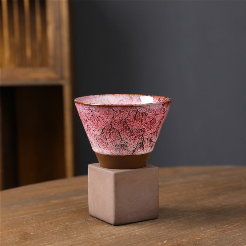 Buddha Stonesレトロ窯変セラミックコーヒーマグ ティーラテ エスプレッソコーヒーカップ ベース付き 200ml