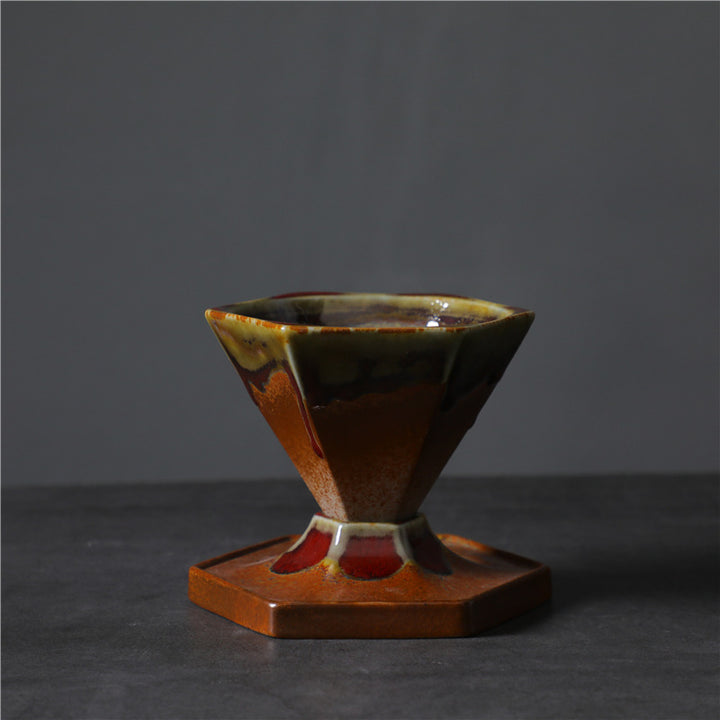Buddha Stones六角形デザインセラミックティーコーヒーマグコーヒーカップ（ベース付き）170ml