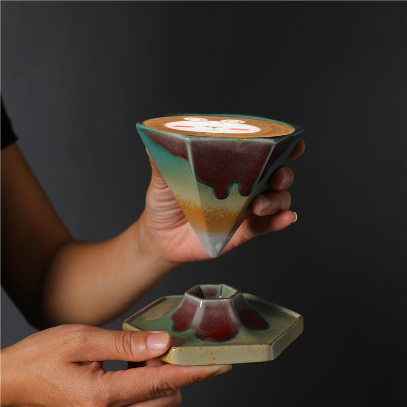 Buddha Stones六角形デザインセラミックティーコーヒーマグコーヒーカップ（ベース付き）170ml