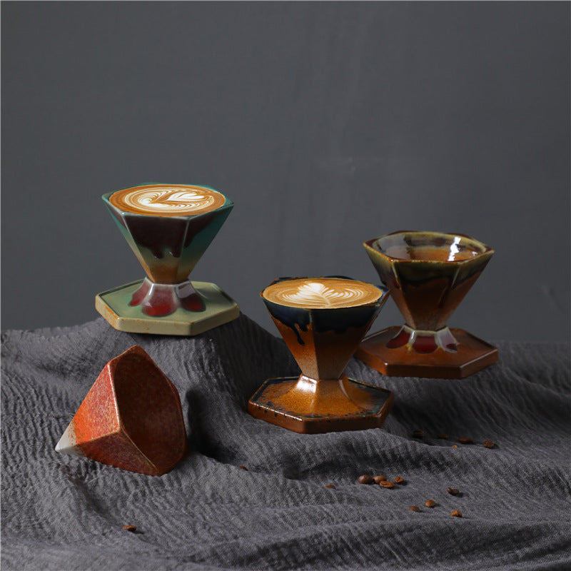 Buddha Stones六角形デザインセラミックティーコーヒーマグコーヒーカップ（ベース付き）170ml