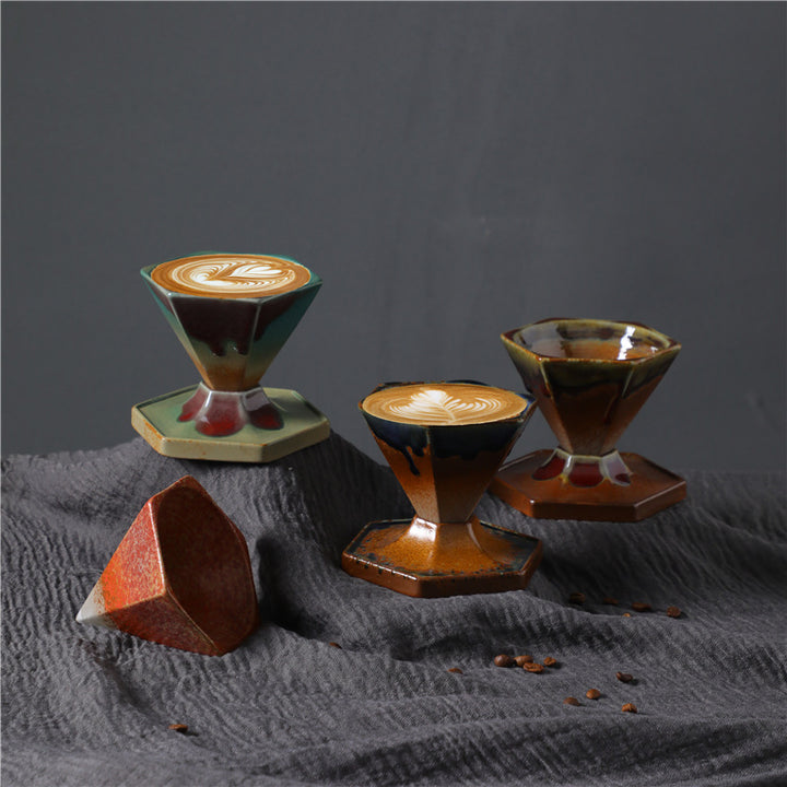 Buddha Stones六角形デザインセラミックティーコーヒーマグコーヒーカップ（ベース付き）170ml