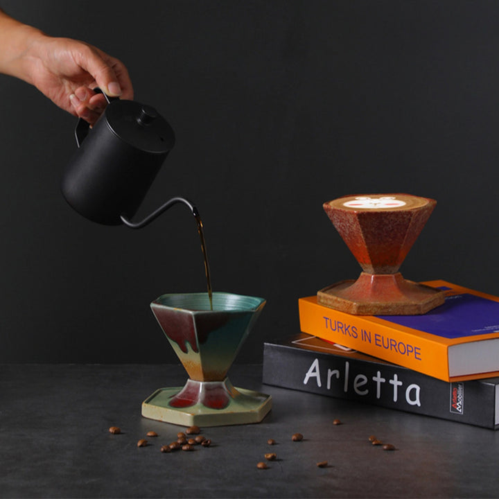 Buddha Stones六角形デザインセラミックティーコーヒーマグコーヒーカップ（ベース付き）170ml