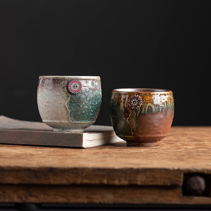 Buddha Stonesひまわり窯変陶器コーヒーマグ ティーラテ エスプレッソコーヒーカップ 250ml
