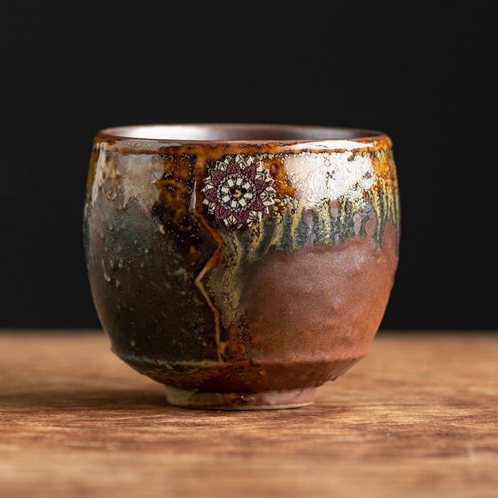 Buddha Stonesひまわり窯変陶器コーヒーマグ ティーラテ エスプレッソコーヒーカップ 250ml