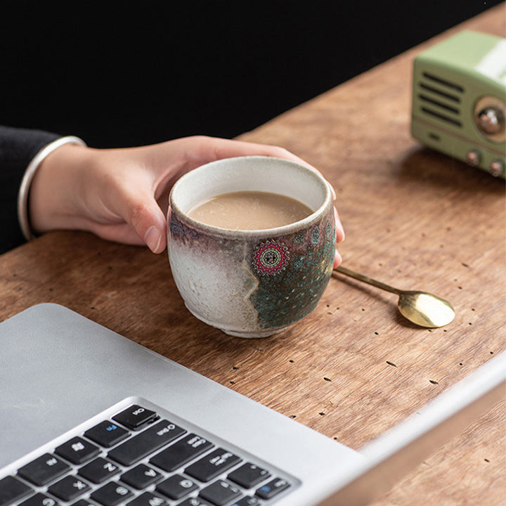 Buddha Stonesひまわり窯変陶器コーヒーマグ ティーラテ エスプレッソコーヒーカップ 250ml