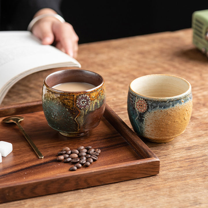 Buddha Stonesひまわり窯変陶器コーヒーマグ ティーラテ エスプレッソコーヒーカップ 250ml