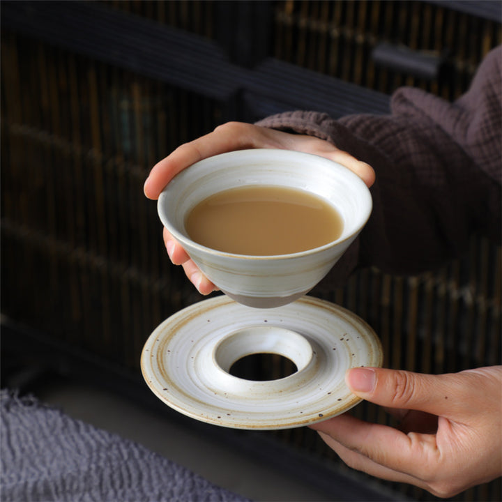 Buddha Stones Planet Design セラミックコーヒーマグ 粗削りな陶器製ティーコーヒーカップ ソーサー付き