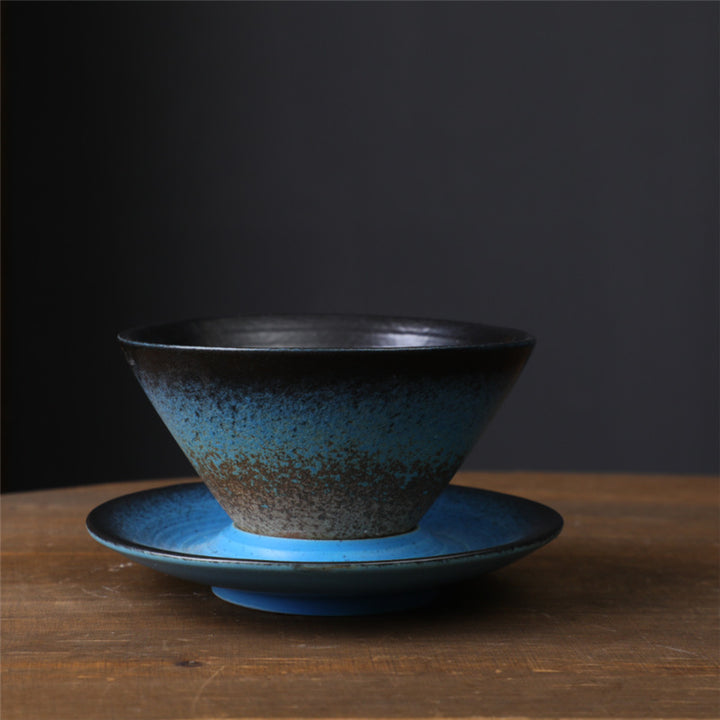 Buddha Stones Planet Design セラミックコーヒーマグ 粗削りな陶器製ティーコーヒーカップ ソーサー付き