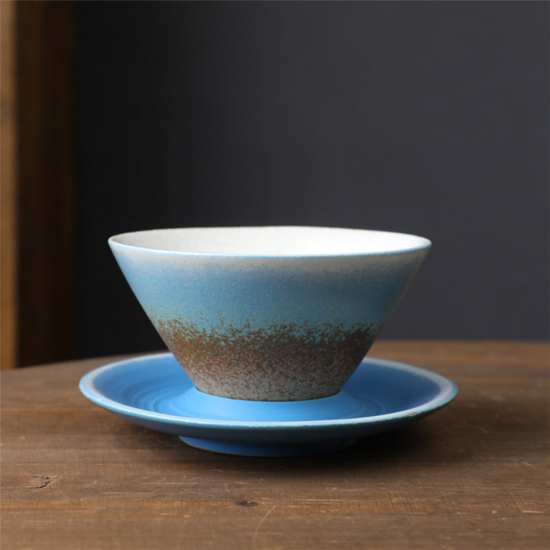 Buddha Stones Planet Design セラミックコーヒーマグ 粗削りな陶器製ティーコーヒーカップ ソーサー付き