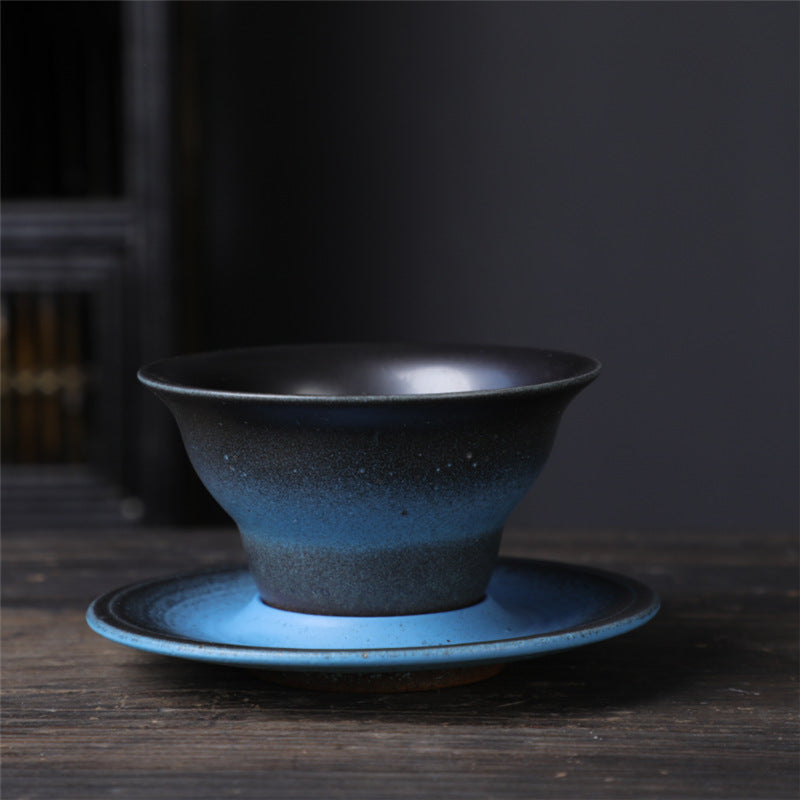 Buddha Stones Planet Design セラミックコーヒーマグ 粗削りな陶器製ティーコーヒーカップ ソーサー付き