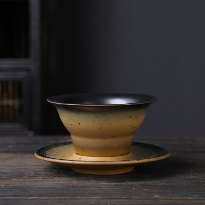 Buddha Stones Planet Design セラミックコーヒーマグ 粗削りな陶器製ティーコーヒーカップ ソーサー付き