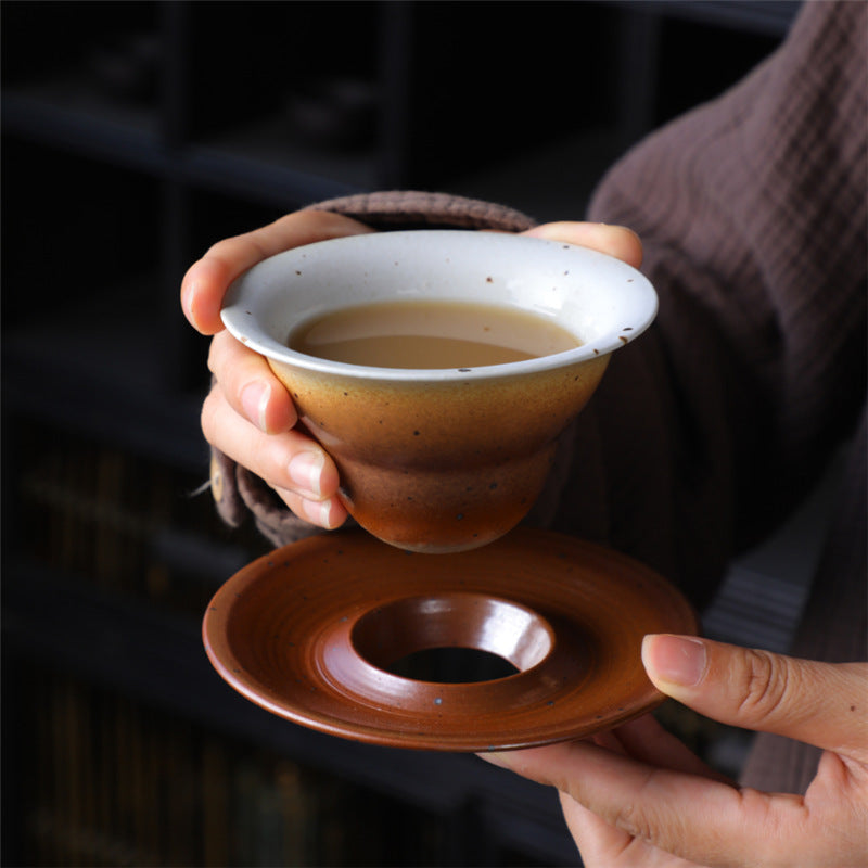 Buddha Stones Planet Design セラミックコーヒーマグ 粗削りな陶器製ティーコーヒーカップ ソーサー付き
