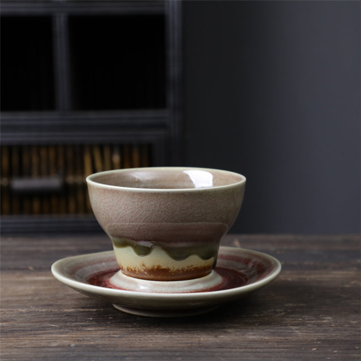 Buddha Stones Planet Design セラミックコーヒーマグ 粗削りな陶器製ティーコーヒーカップ ソーサー付き