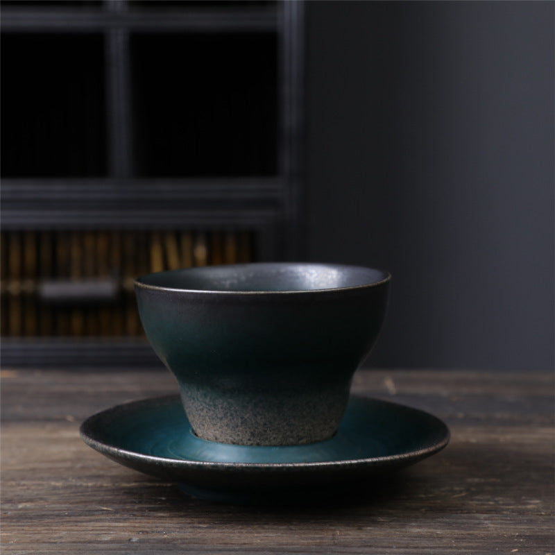 Buddha Stones Planet Design セラミックコーヒーマグ 粗削りな陶器製ティーコーヒーカップ ソーサー付き