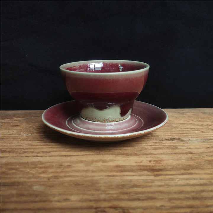 Buddha Stones Planet Design セラミックコーヒーマグ 粗削りな陶器製ティーコーヒーカップ ソーサー付き