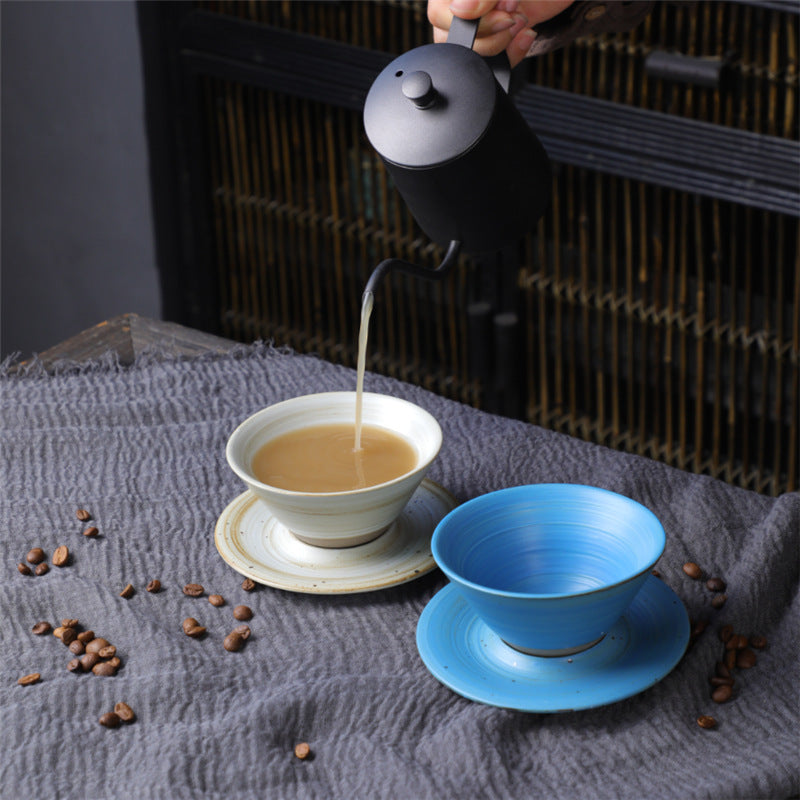Buddha Stones Planet Design セラミックコーヒーマグ 粗削りな陶器製ティーコーヒーカップ ソーサー付き